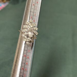 Vintage Costume Jewelry- 18k HGE Silver and White Marquis Gemstone Cluster Ring